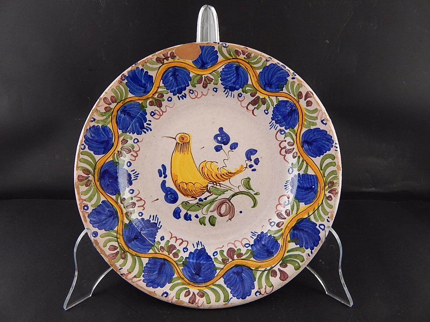 ANTICO 1800 PIATTO CENTROTAVOLA MAIOLICA CERAMICA DI MANISES SPAGNA