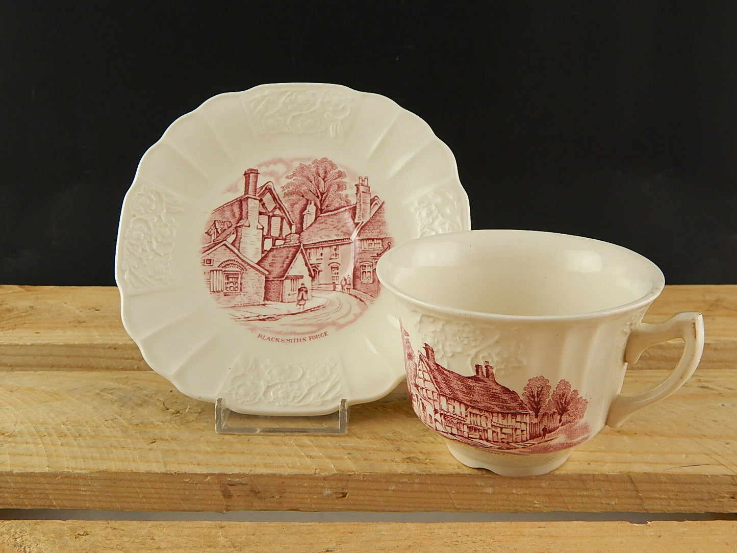 TAZZA CERAMICA ANTICA SHAKESPEARE LAND MYOTT SON & CO 1830 HANLEY BIANCO ROSSO