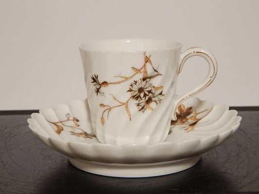 ANTICA ART NOUVEAU TAZZINA CAFFE' PORCELLANA HAVILAND & CO LIMOGES FIORI ROVO #