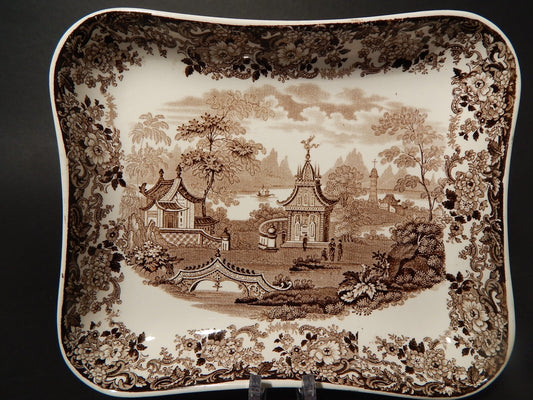 ANTICO VASSOIO VITTORIANO 1800 PORCELLANA WEDGWOOD RARO DISEGNO ORIENTALE