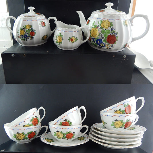 ANTICO PREZIOSO SERVIZIO DA TÈ PORCELLANA WÜRTTEMBERG BAUER & PFEIFFER 1904-34