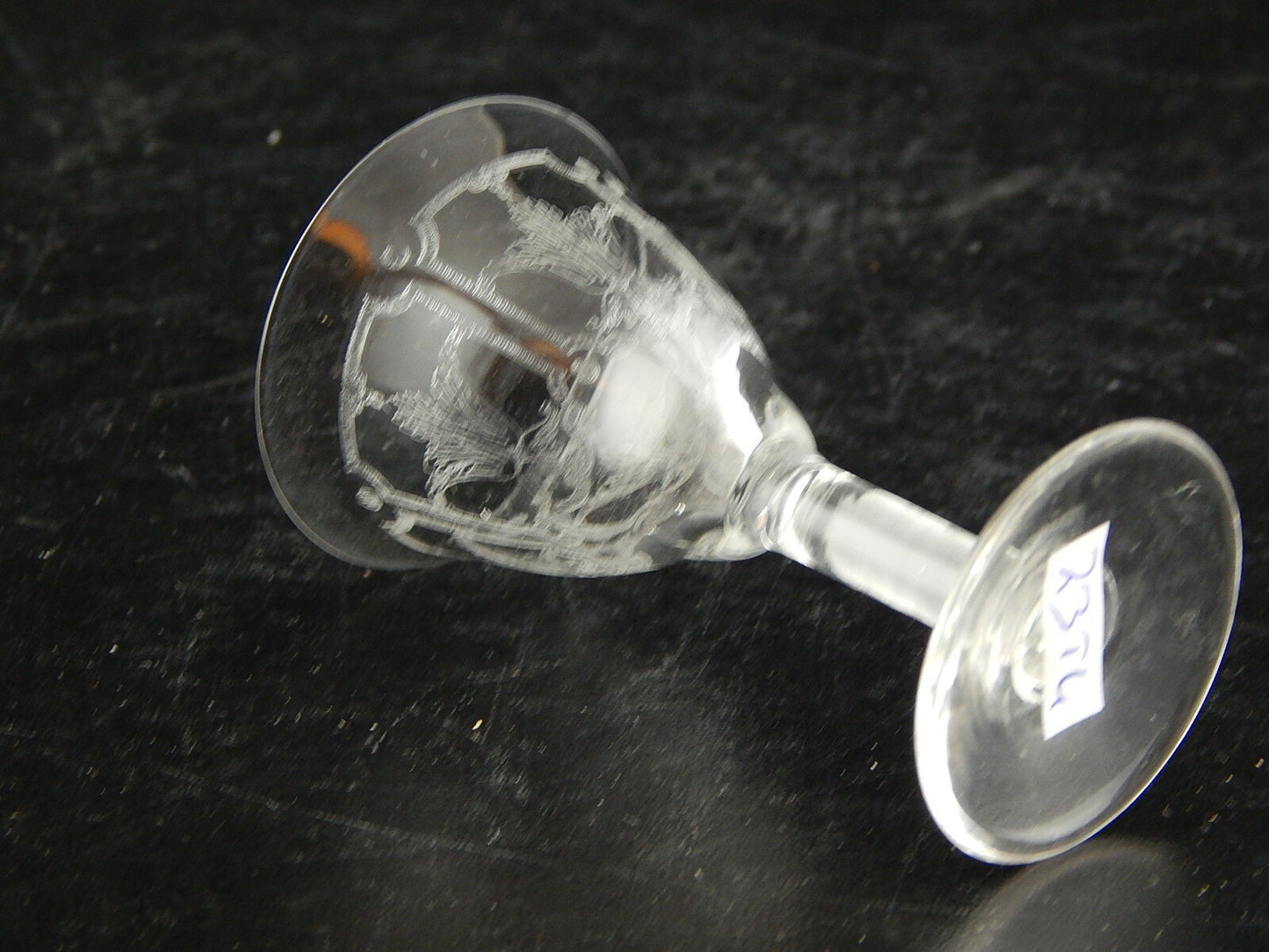 ANTICO ART DECO BICCHIERE CALICE CRISTALLO CON DECORO SERIGRAFATO #7354