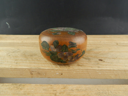 VINTAGE SCATOLA COFANETTO LEGNO VIOLETTE DIPINTE A MANO