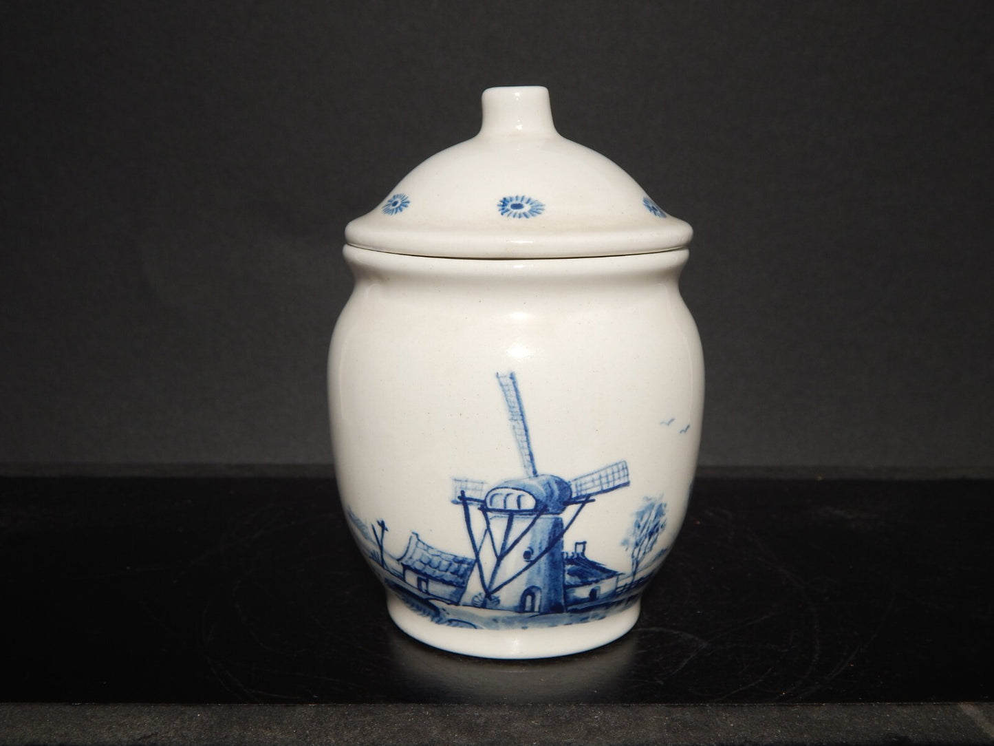 VINTAGE VASO BARATTOLO CERAMICA DELFTS WESTRAVEN 1661 MULINO A VENTO FATTO MANO