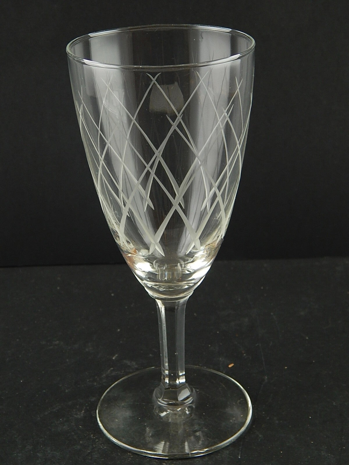 ANTICO ART DECO SERVIZIO 8 BICCHIERI CALICI CRISTALLO BOEMIA INCISI CM 17,5