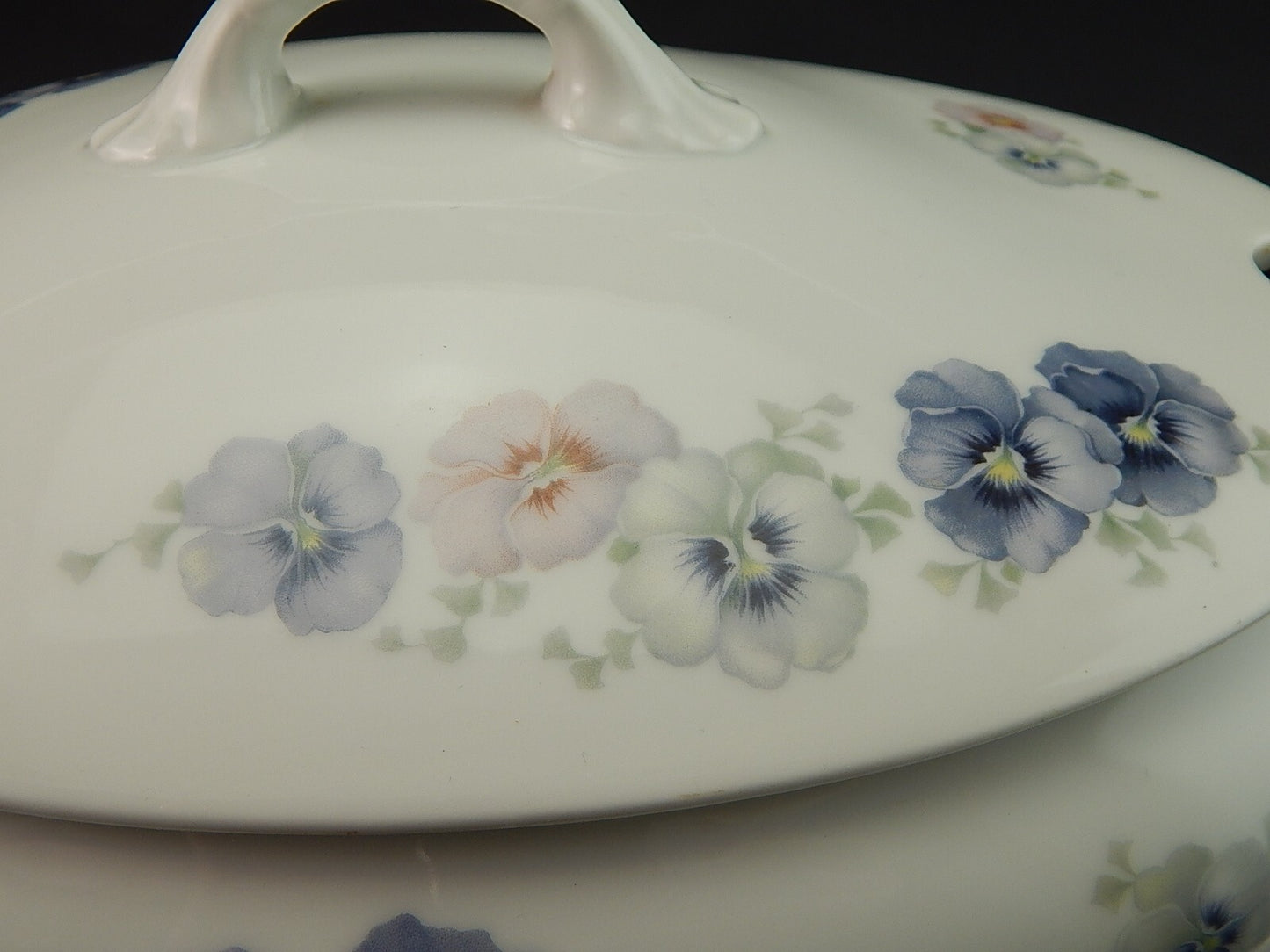 ANTICA 1920 ZUPPIERA CENTROTAVOLA PORCELLANA THOMAS ROSENTHAL VIOLE DEL PENSIERO