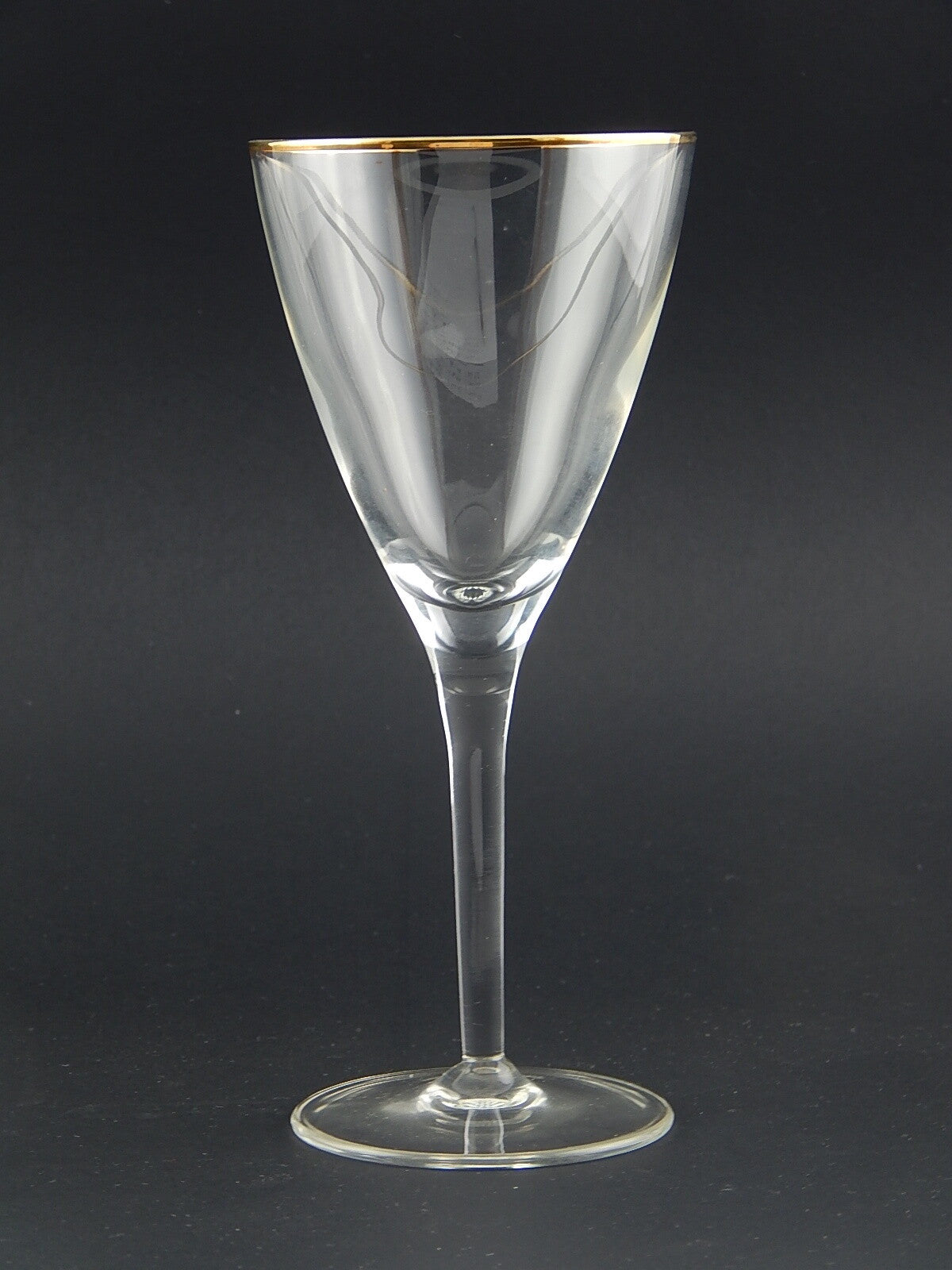 ANTICO ART DECO BICCHIERE CALICE CRISTALLO CON PROFILO ORO ZECCHINO