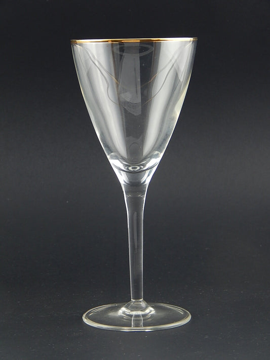 ANTICO ART DECO BICCHIERE CALICE CRISTALLO CON PROFILO ORO ZECCHINO