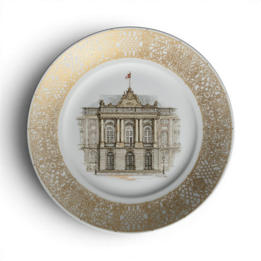Royal Copenhagen Piatto Palazzo di Amalienborg Porcellana Danese 1980 21cm