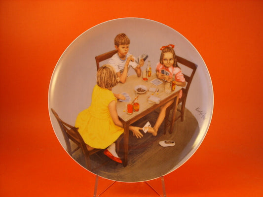 Bing&Grondahl Piatto Family Life Card Sharks Kurt Ard 1986, porcellana danese