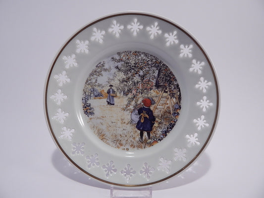 Piatto da collezione Bing&Grondahl Carl Larsson motivo AEbleplukning, porcellana danese del 1978