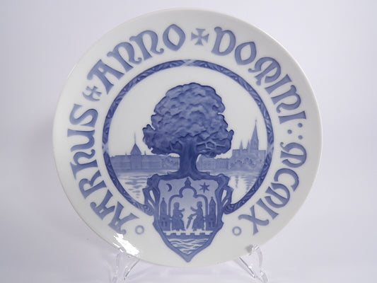 Bing&Grondahl Piatto Commemorativo Aarhus 1909, porcellana danese in rilievo