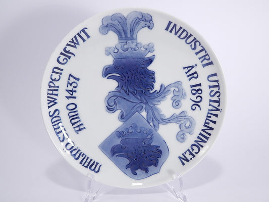Bing&Grondahl Piatto Commemorativo Esposizione di Malmö 1896, porcellana danese