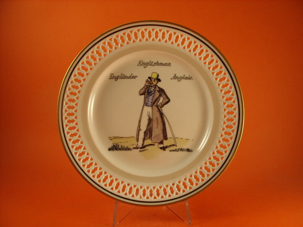 Bing&Grondahl piatto Abitanti della Terra The Englishman 1978, porcellana danese con oro zecchino