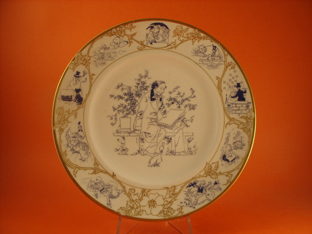 Bing&Grondahl piatto commemorativo H.C. Andersen 1975 con nove miniature di fiabe, porcellana danese