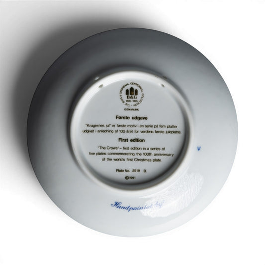 Piatto del Centenario Natale dei Corvi Bing&Grondahl porcellana autentica, 15 cm