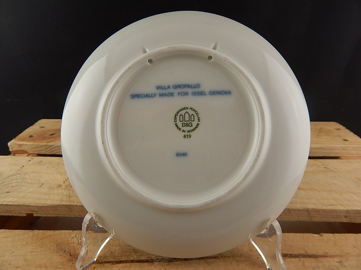 Porcellana danese Bing&Grondahl marchio Tre Torri, piatto decorativo da collezione 18 cm Villa Gropallo Genova