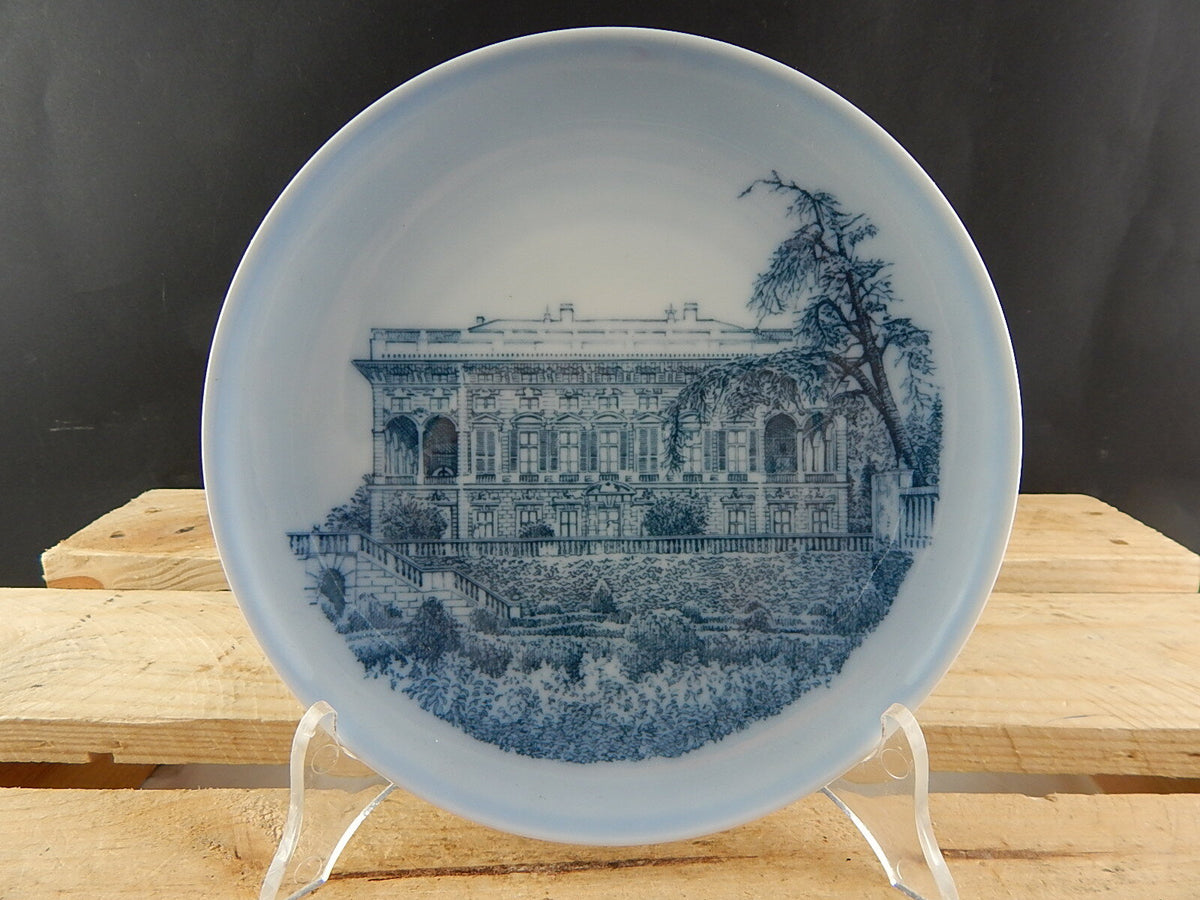 Piatto da parete Bing&Grondahl in porcellana danese con veduta di Villa il Paradiso a Genova