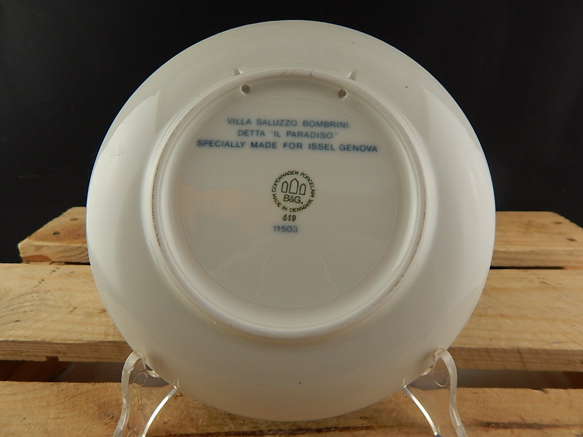 Porcellana danese Bing&Grondahl marchio Tre Torri, piatto decorativo da collezione 18 cm Villa il Paradiso Genova