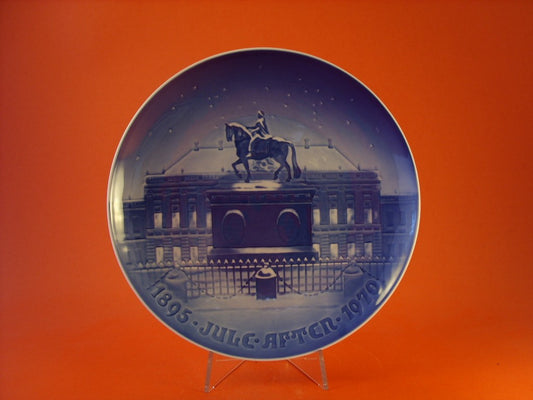 Bing&Grondahl piatto del Giubileo 1970 Palazzo Reale di Amalienborg porcellana dipinta a mano blu cobalto 23 cm