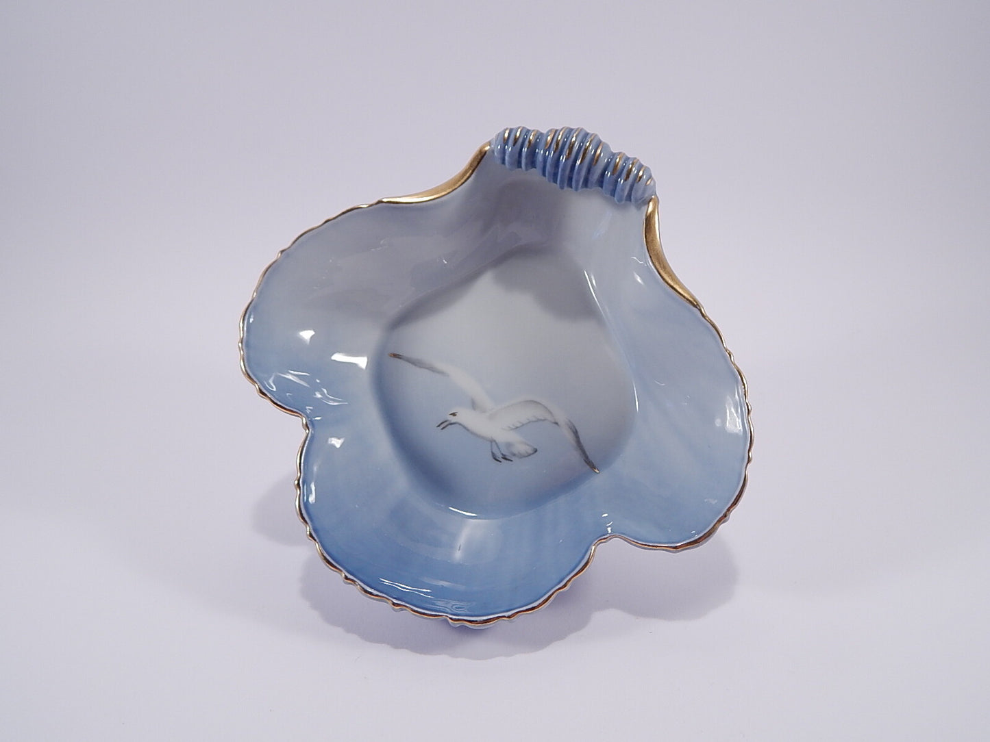 Servizio Gabbiani Centro tavola a conchiglia porcellana pezzo da collezione, 17cm