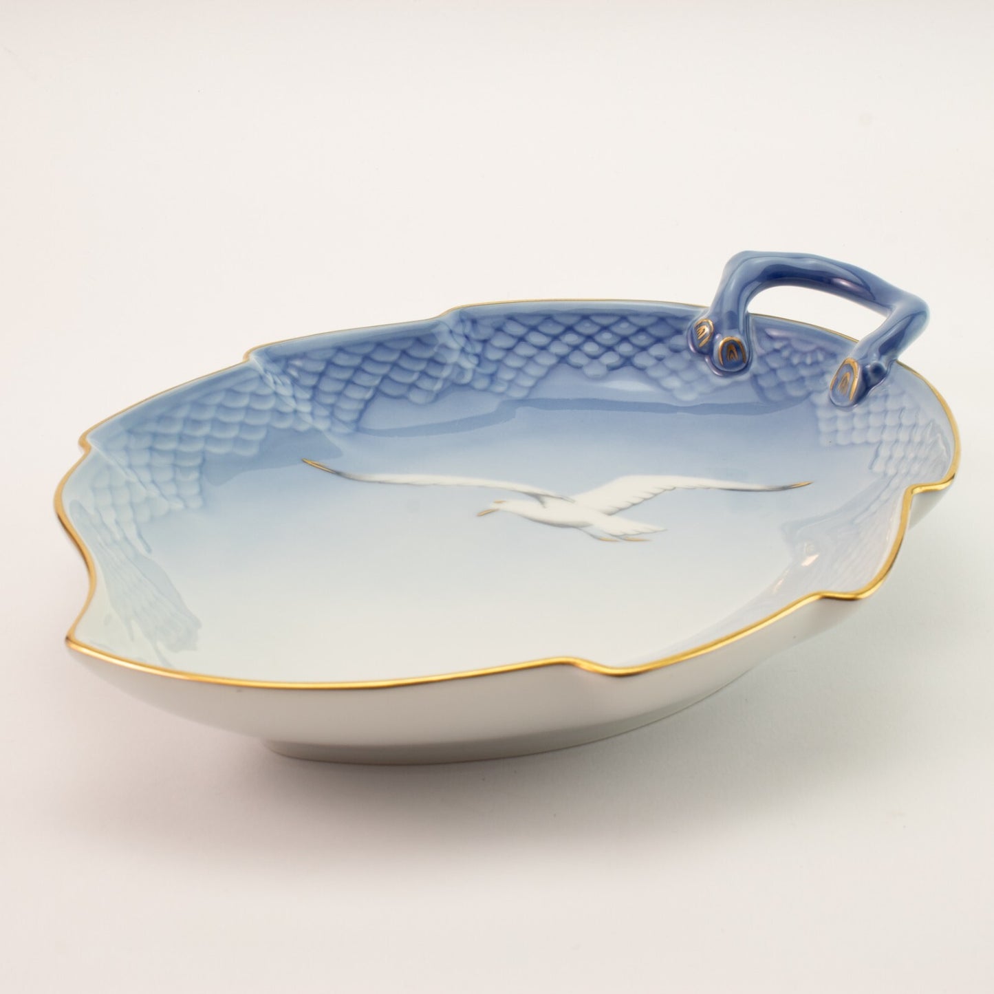 Servizio Gabbiani Piatto da portata a foglia porcellana originale d'epoca, 25cm #3