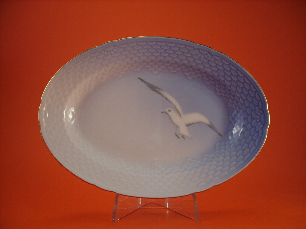 Bing&Grondahl Servizio Gabbiani Piatto da portata ovale medio porcellana dipinta a mano, 25cm