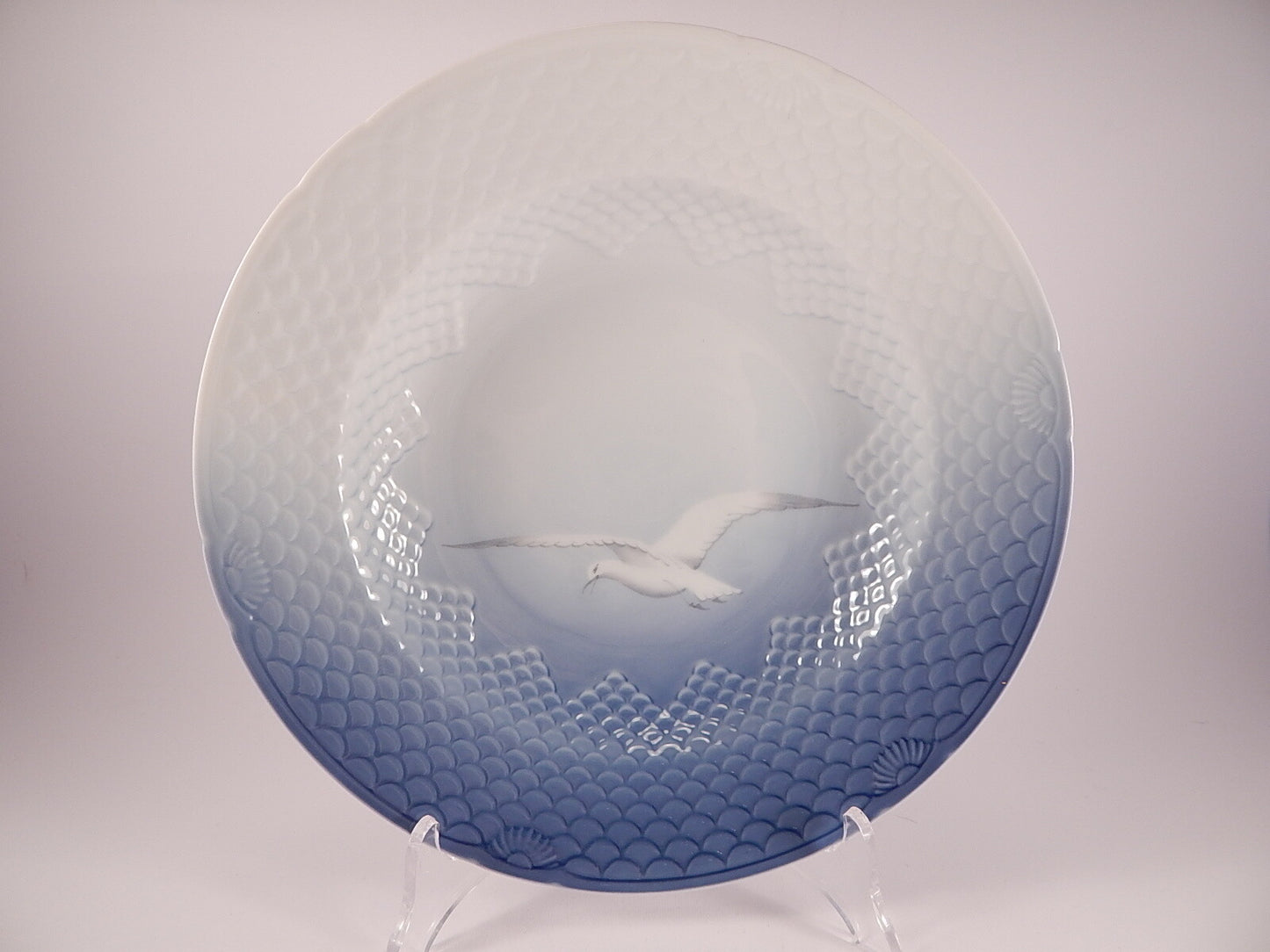 Bing&Grondahl Servizio Gabbiani Piatto fondo grande Senza Oro Ø porcellana dipinta a mano, 25cm