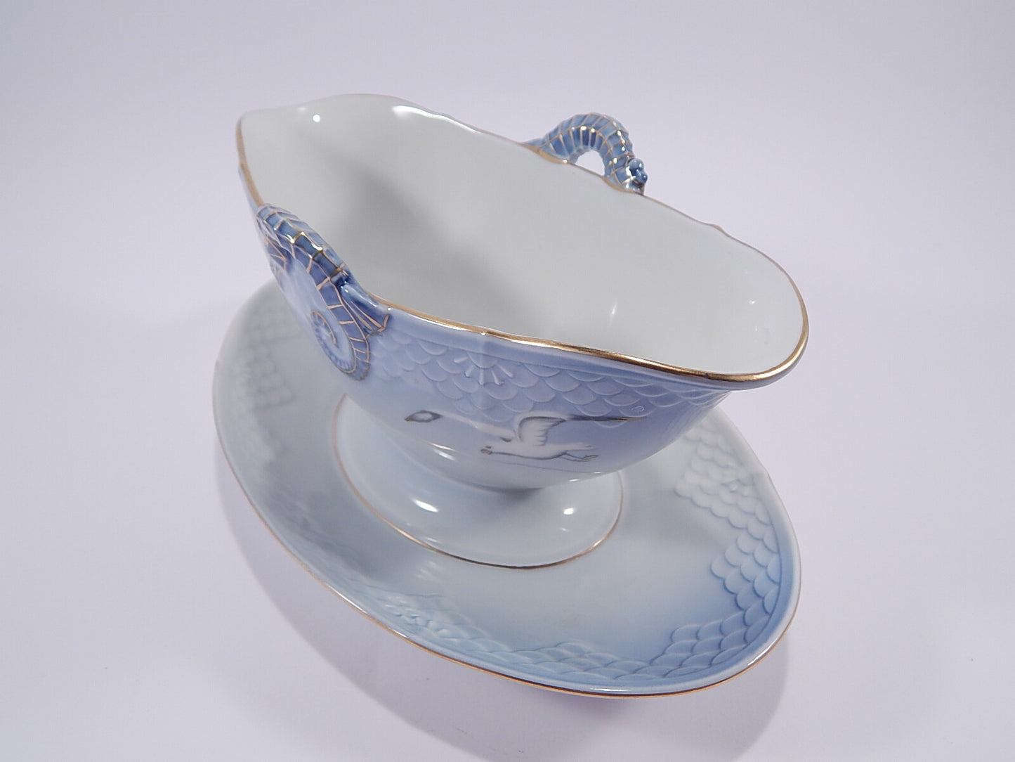 Servizio Gabbiani Salsiera porcellana pezzo da collezione, 22x14cm