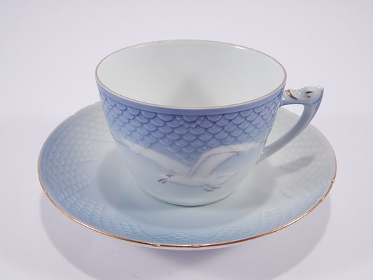 Bing&Grondahl Servizio Gabbiani Tazza da tè con piattino porcellana dipinta a mano, 15cm