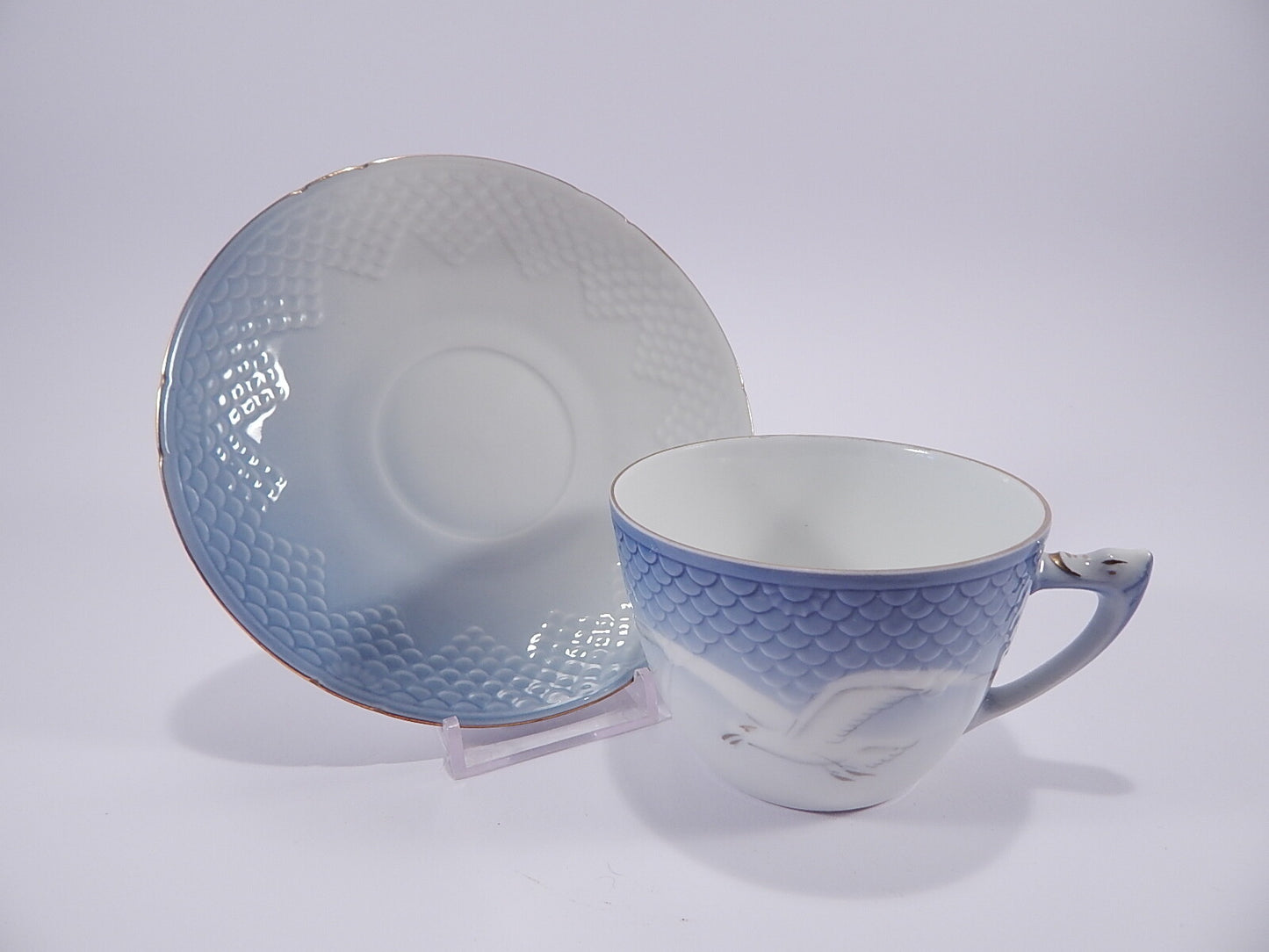 Bing&Grondahl Servizio Gabbiani Tazza da tè con piattino decorazione porcellana da collezione, 15cm
