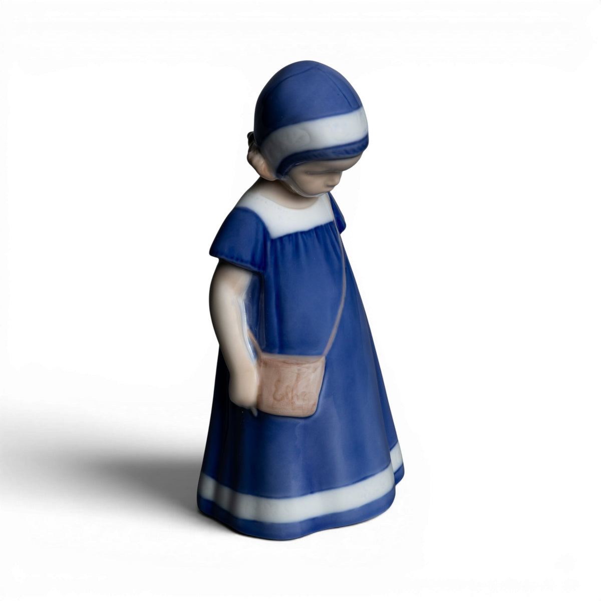 bing grondahl statuina else vestito blu porcellana 1574 marchio tre torri retro base