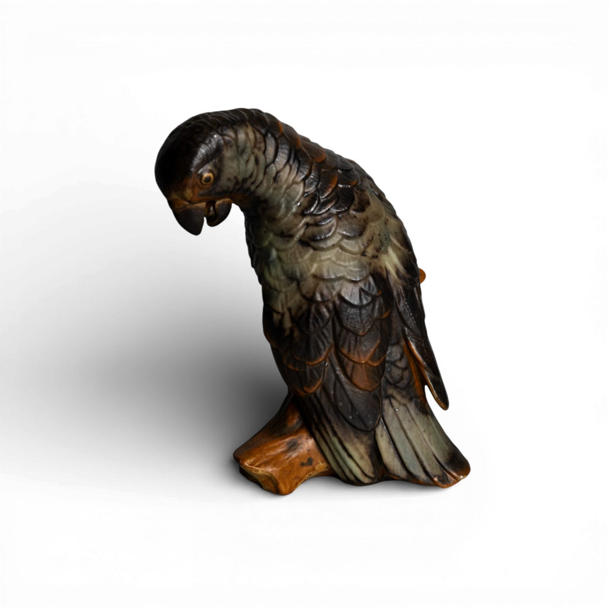 Bing&Grondahl Statuina Gres "Pappagallo" Cod 2019 (Difetto) porcellana dipinta a mano, 14 cm