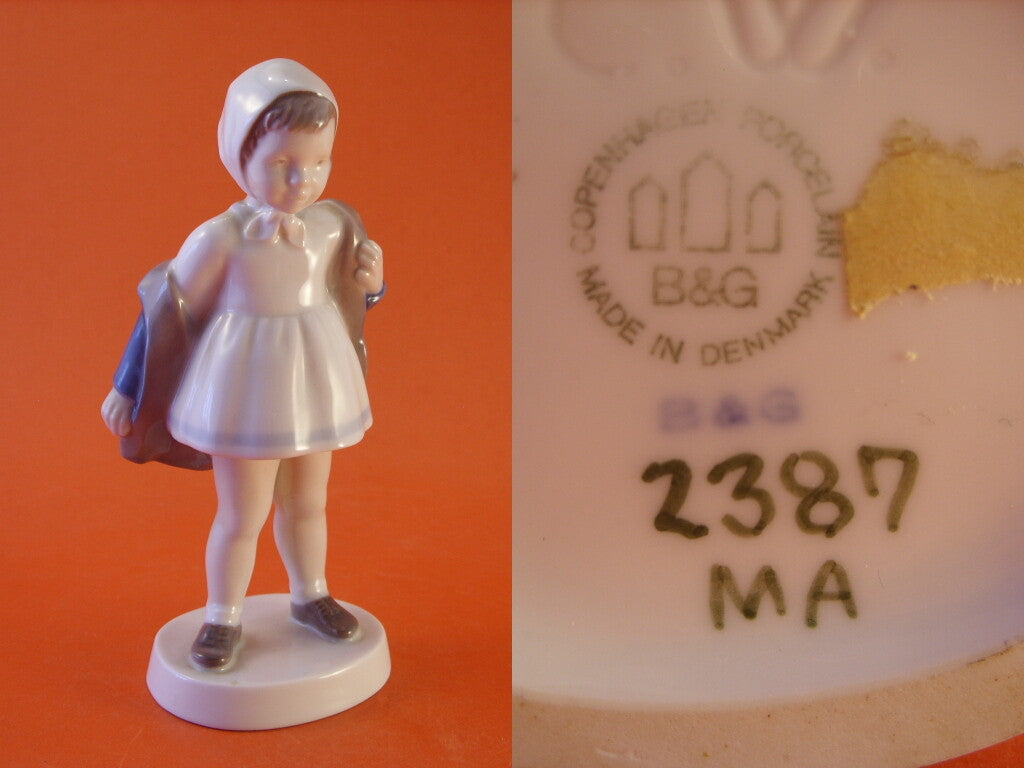Bing&Grondahl porcellana Statuina in "Ciao di Nuovo" Cod 2387 d'antiquariato, 18 cm