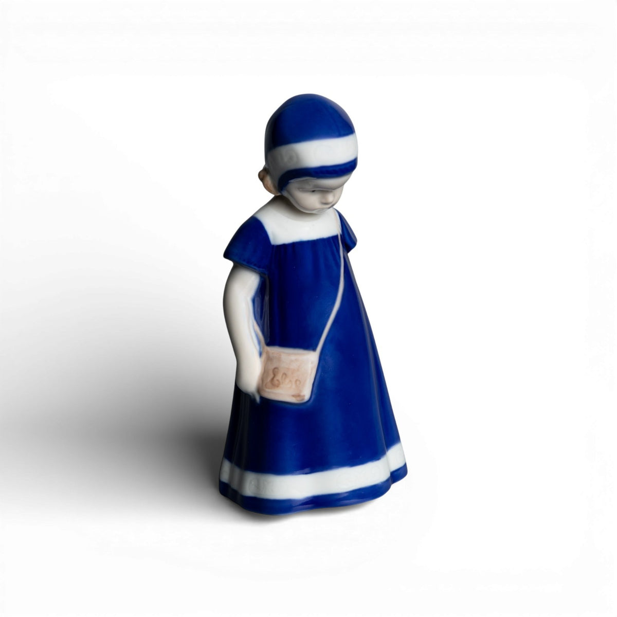 Bing&Grondahl Statuina in "Else Vestito Blu" Cod 1574 porcellana dipinta a mano, 17 cm