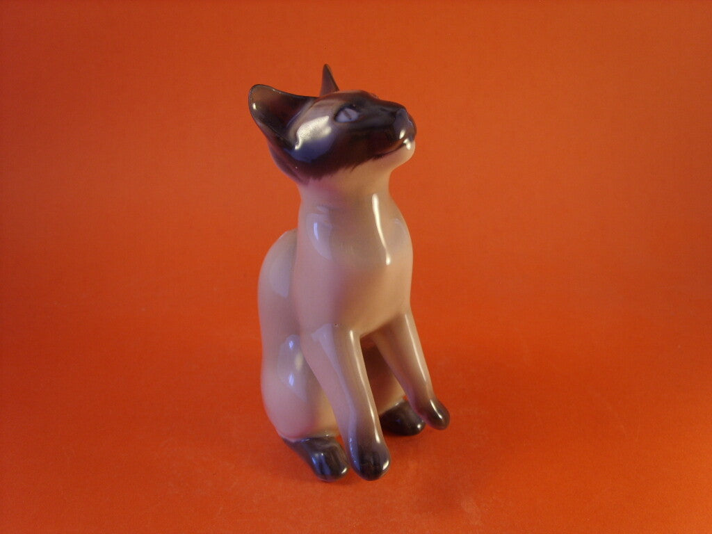 Statuina in "Gatto Siamese" Cod 2308 porcellana pezzo da collezione, 14 cm