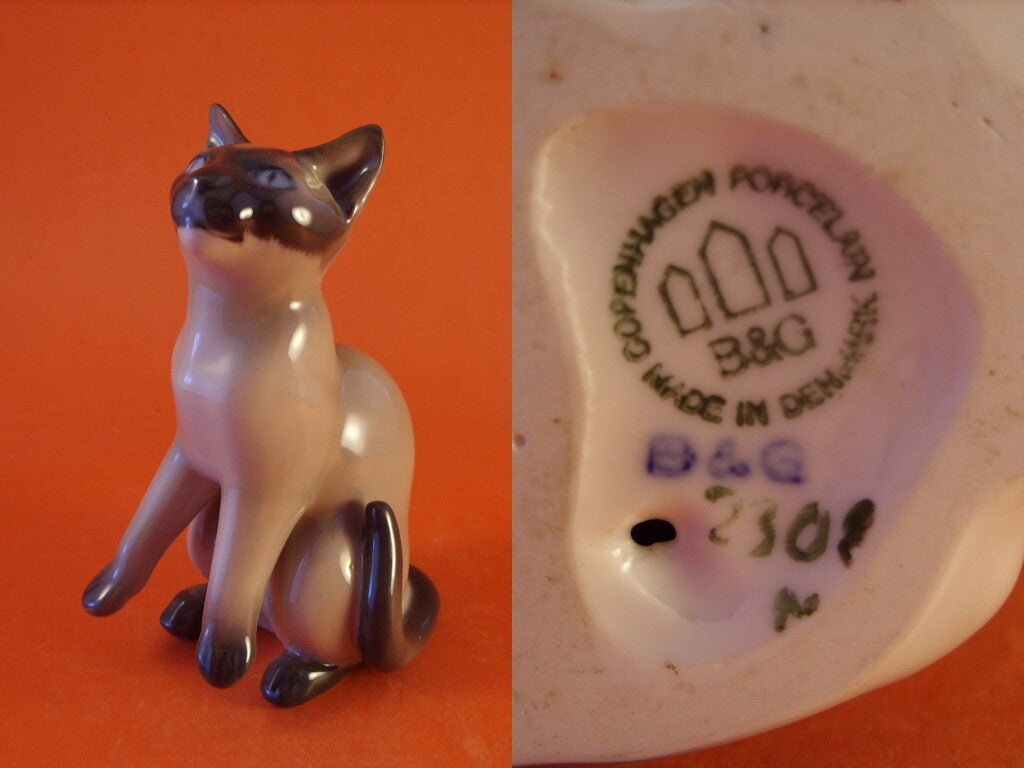 Bing&Grondahl porcellana Statuina in "Gatto Siamese" Cod 2308 d'antiquariato, 14 cm