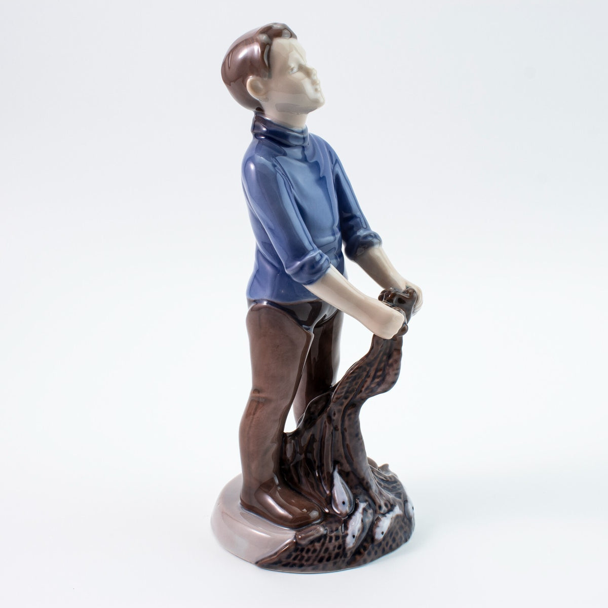 Bing&Grondahl porcellana Statuina in "Giovane Pescatore" Cod 2338 d'antiquariato, 19 cm