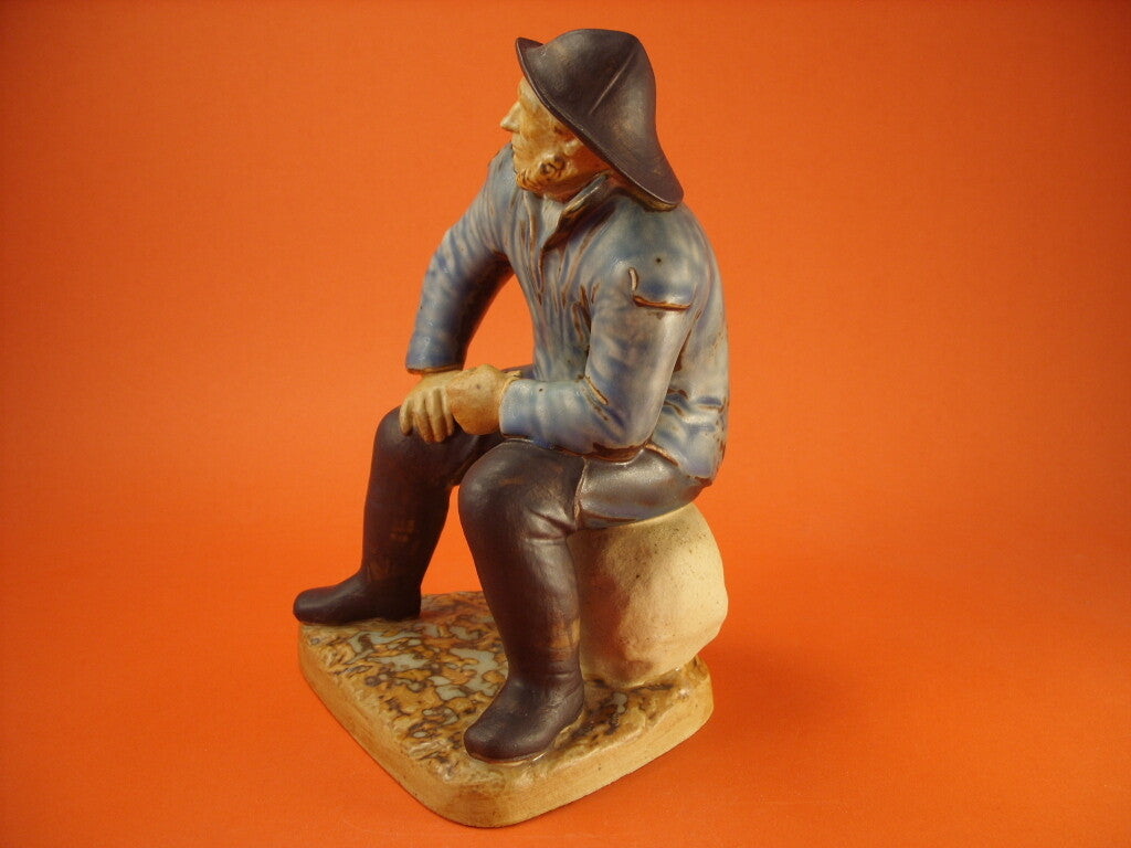 Bing&Grondahl porcellana Statuina in Gres "Il Vecchio Pescatore" Cod 2370 d'antiquariato, 22 cm