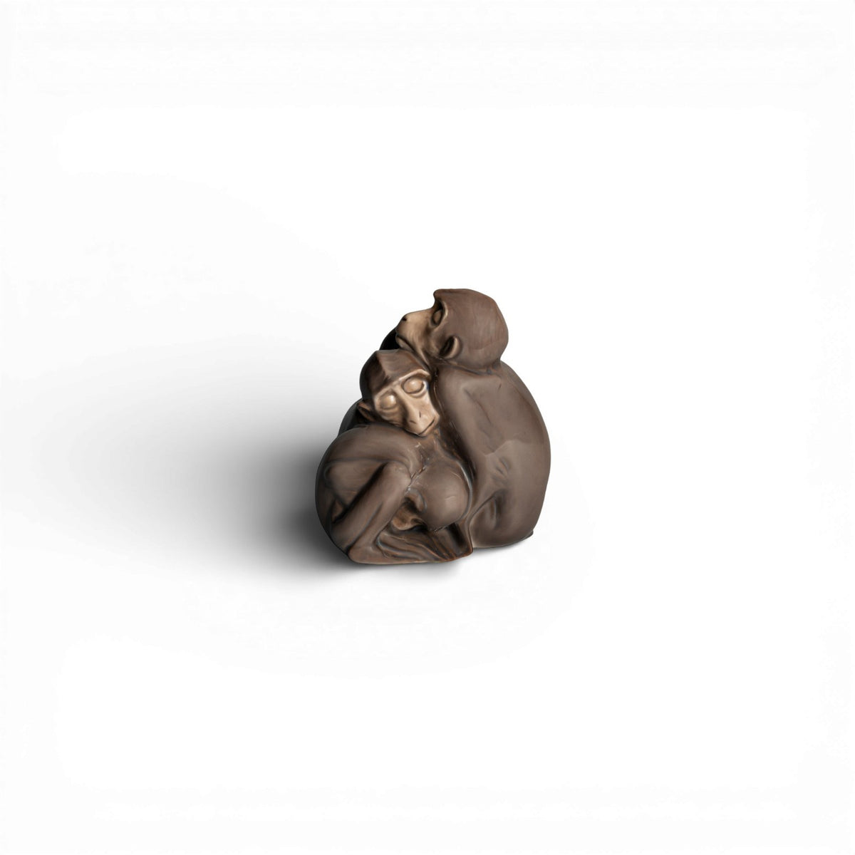 Bing&Grondahl Statuina in "Scimmie che Dormono" Cod 1581 porcellana dipinta a mano, 12 cm