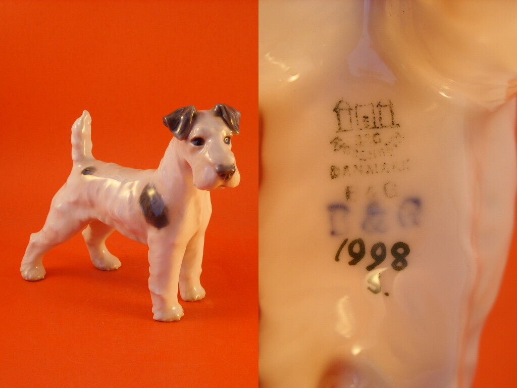 Bing&Grondahl porcellana Statuina in "Terrier" Cod 1998 d'antiquariato, 15 cm