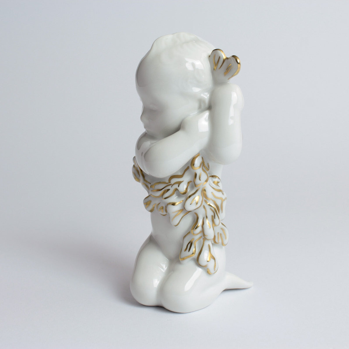 Bing&Grondahl Statuina "Ragazza del Mare" Cod 2267 (Con Oro) decorazione porcellana da collezione, 12 cm