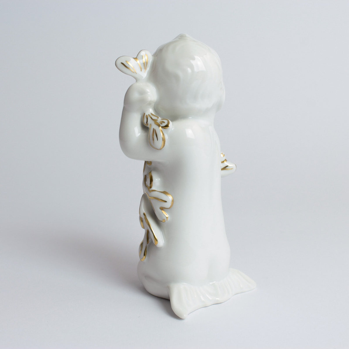 Statuina "Ragazza del Mare" Cod 2267 (Con Oro) porcellana pezzo da collezione, 12 cm