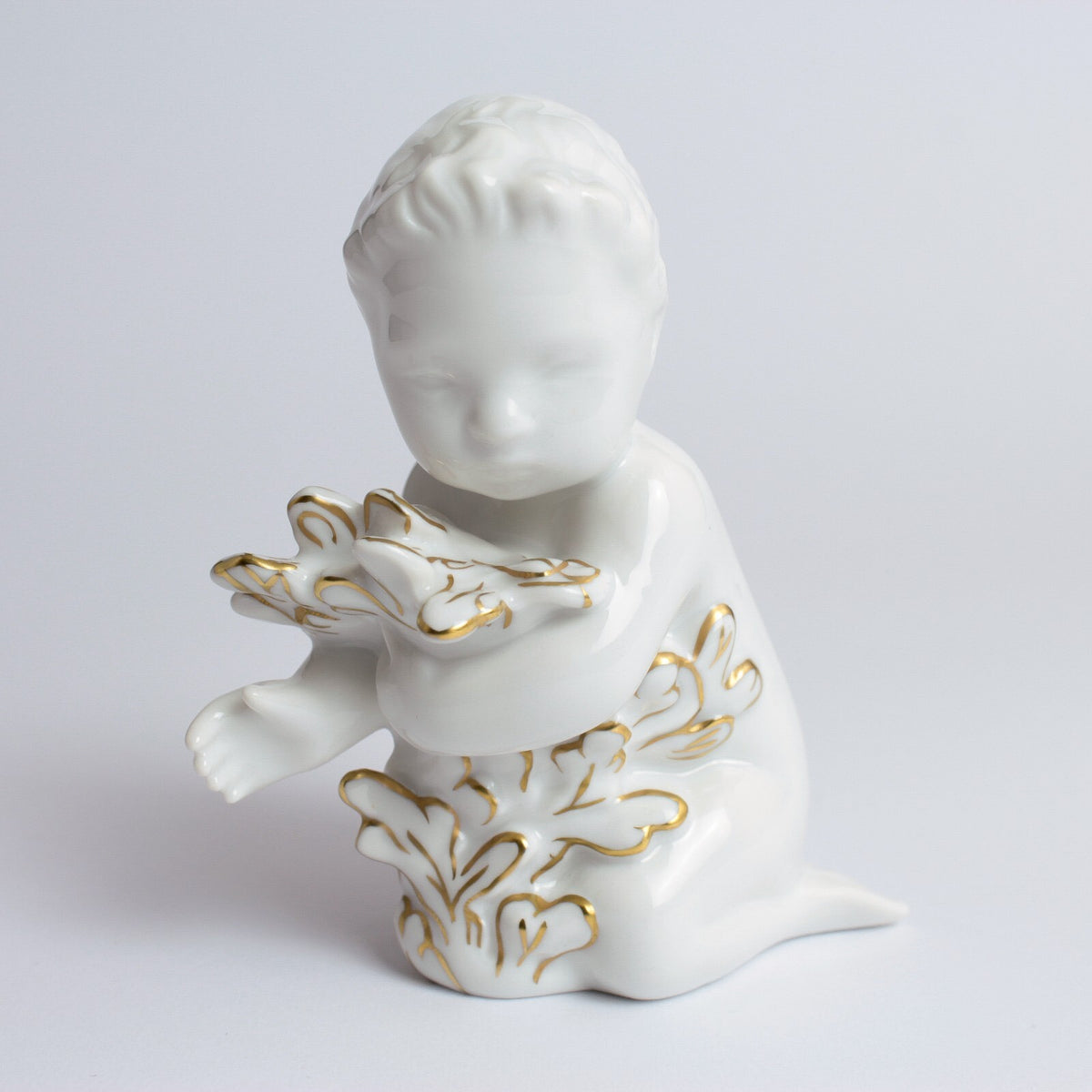 Bing&Grondahl Statuina "Ragazzo del Mare" Cod 2266 (Con Oro) porcellana dipinta a mano, 10 cm