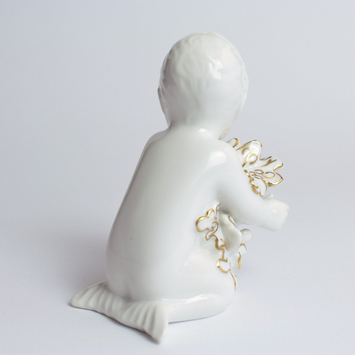 Bing&Grondahl Statuina "Ragazzo del Mare" Cod 2266 (Con Oro) decorazione porcellana da collezione, 10 cm