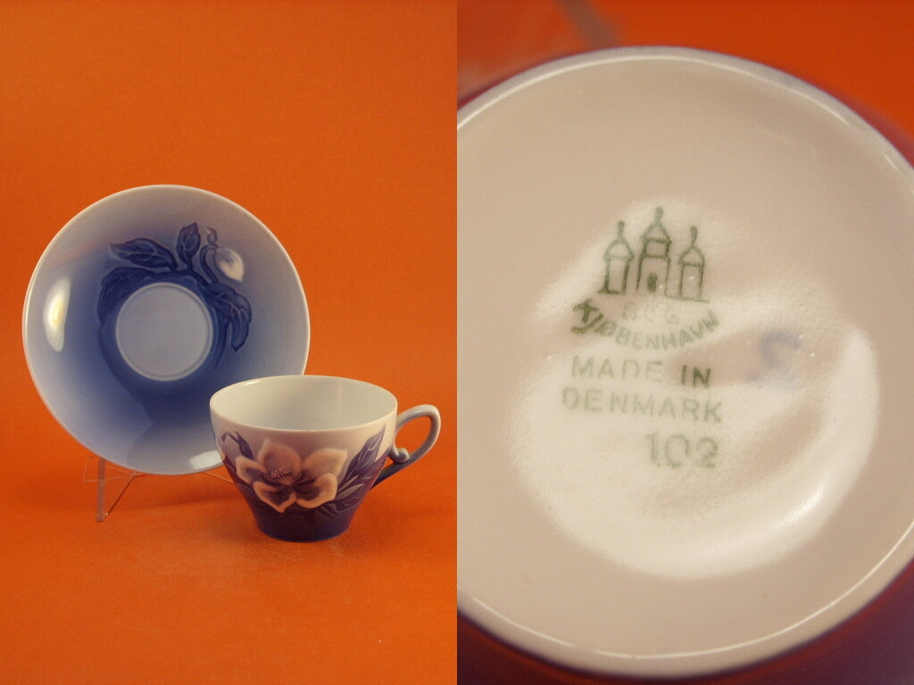 Bing&Grondahl Elleboro, tazza da tè con piattino in porcellana danese da tavola