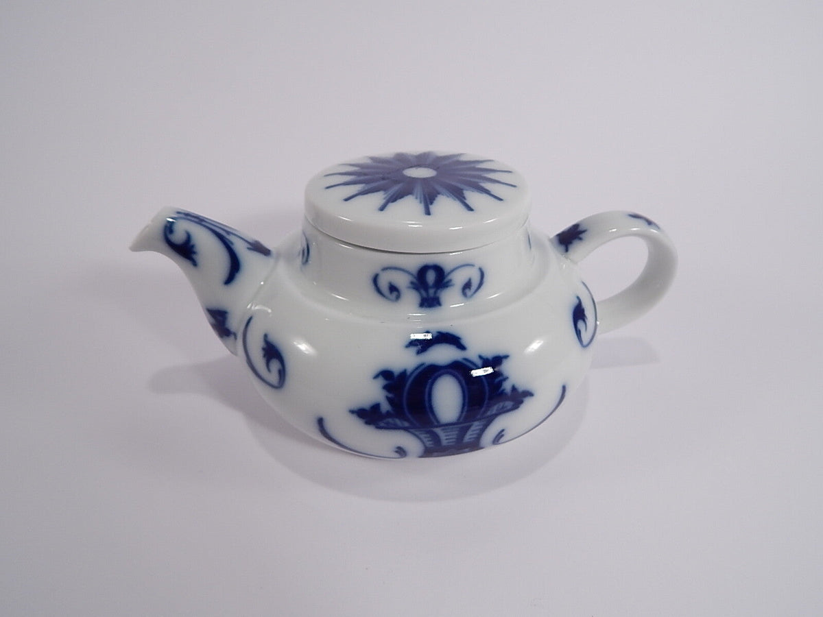 Bing&Grondahl teiera bianca e blu BG 653, porcellana danese