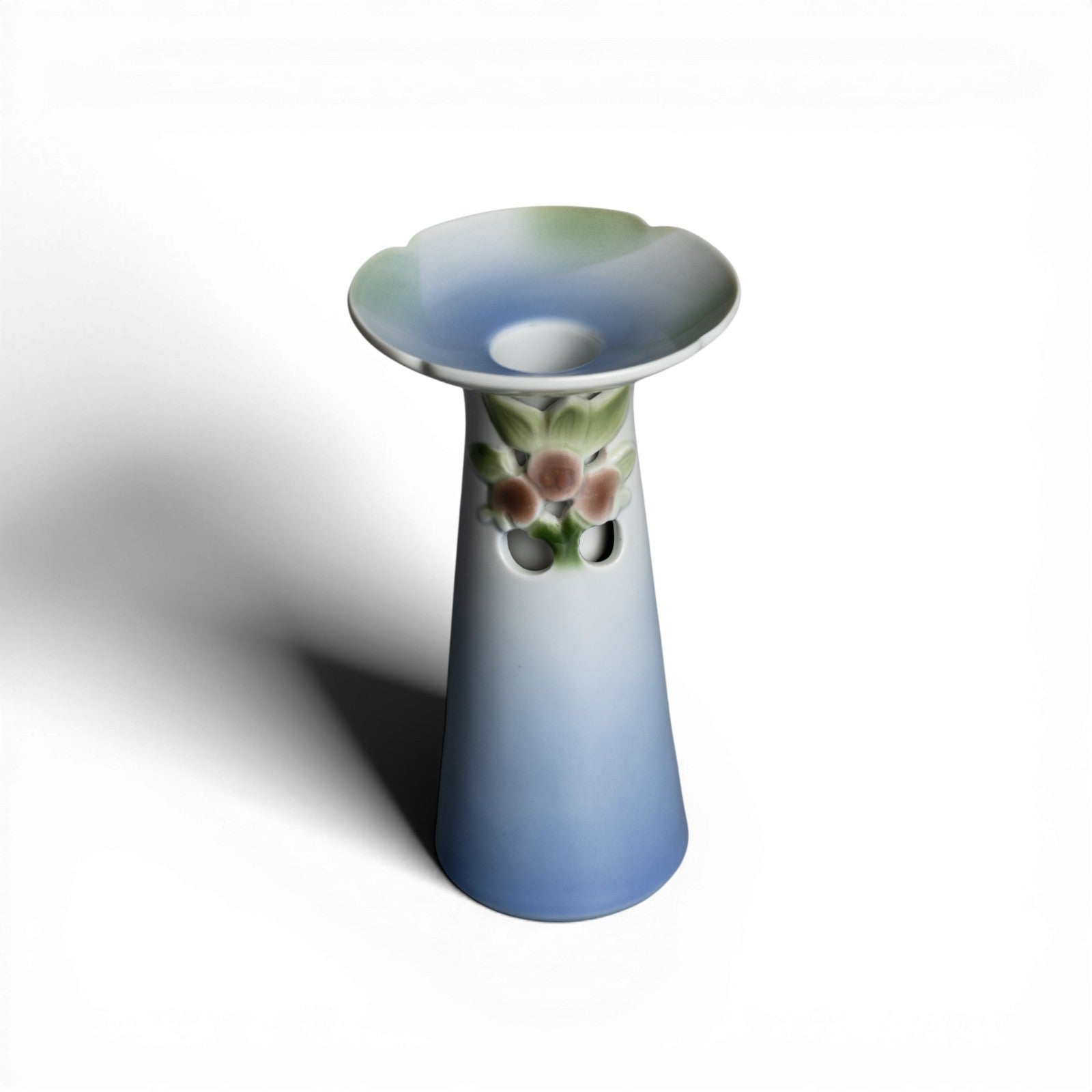 Bing&Grondahl Vaso con Candelabro in porcellana dipinta a mano, cm 15