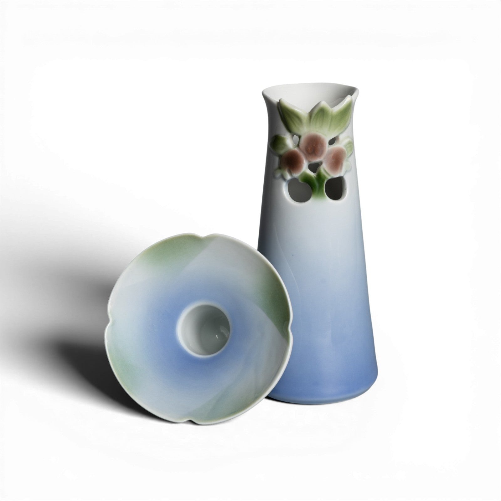 Vaso con Candelabro in porcellana pezzo da collezione, cm 15