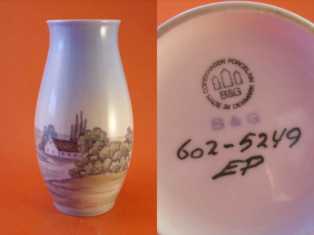 Bing&Grondahl Vaso in "Casa in Campagna" cod 602/5249 decorazione porcellana da collezione, cm 22